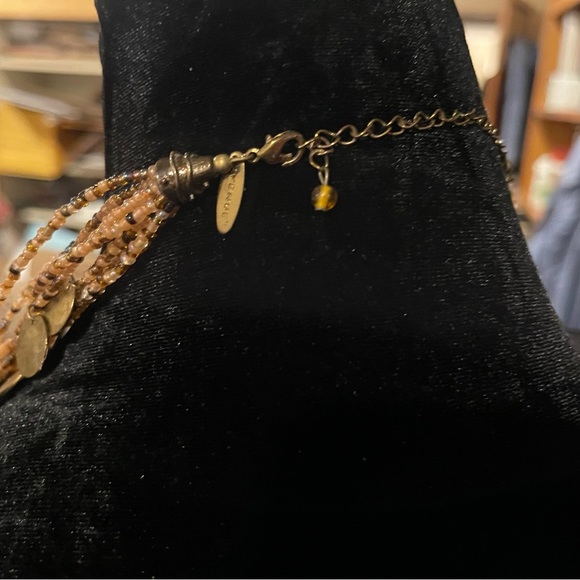 Vintage Avenue 9 Multi Strand Beaded Coin/Disk Necklace 18in Adjustable - Picture 4 of 5